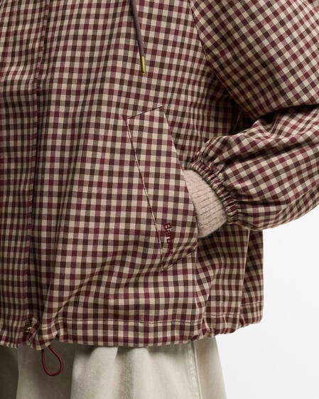 Audrey Showerproof Jacket Cranberry/Brown Gingham