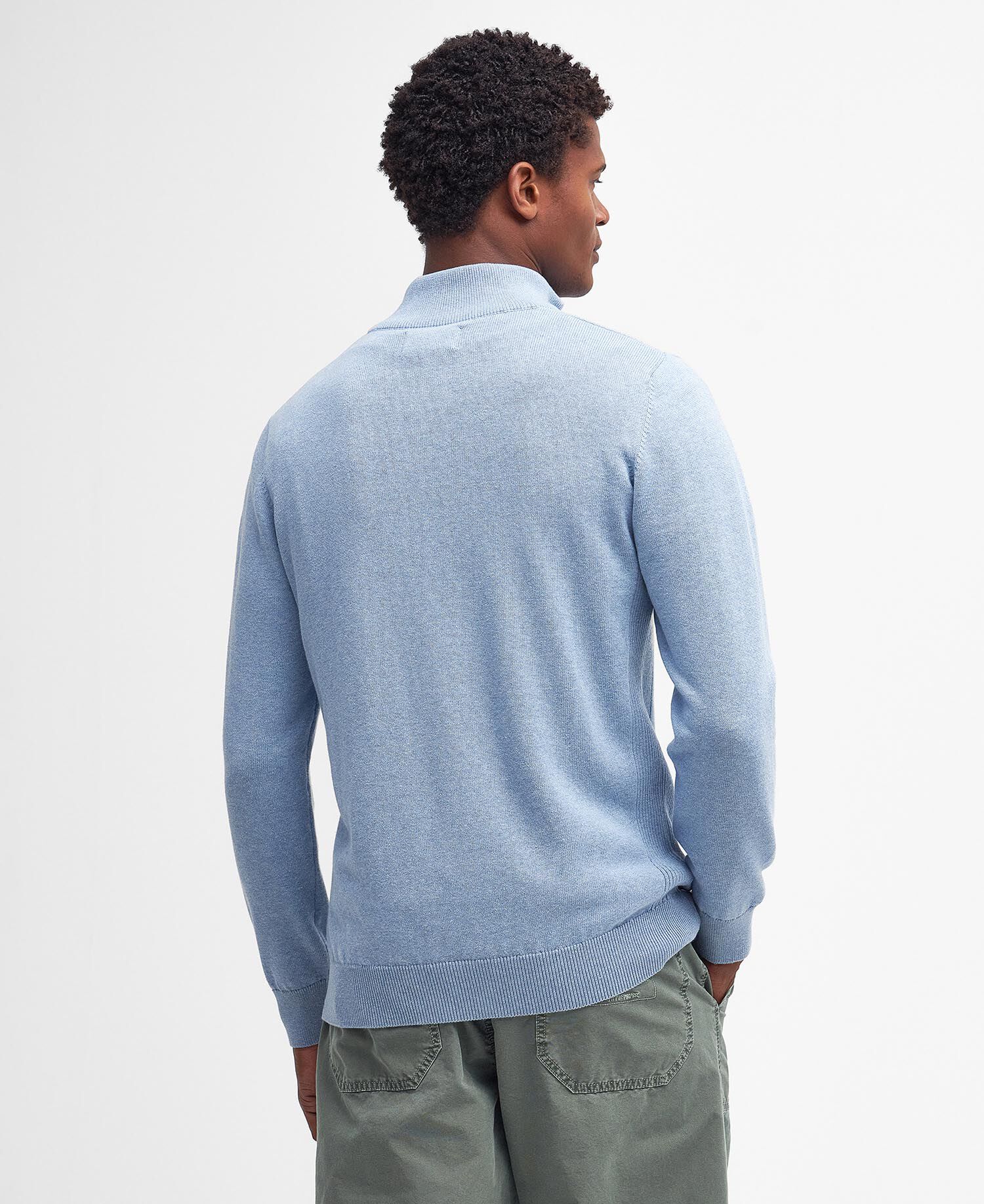 Cotton Quarter-Zip Jumper Dark Chambray