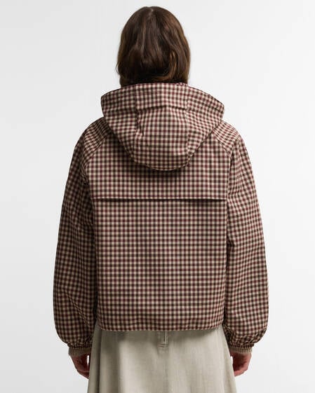 Audrey Showerproof Jacket Cranberry/Brown Gingham