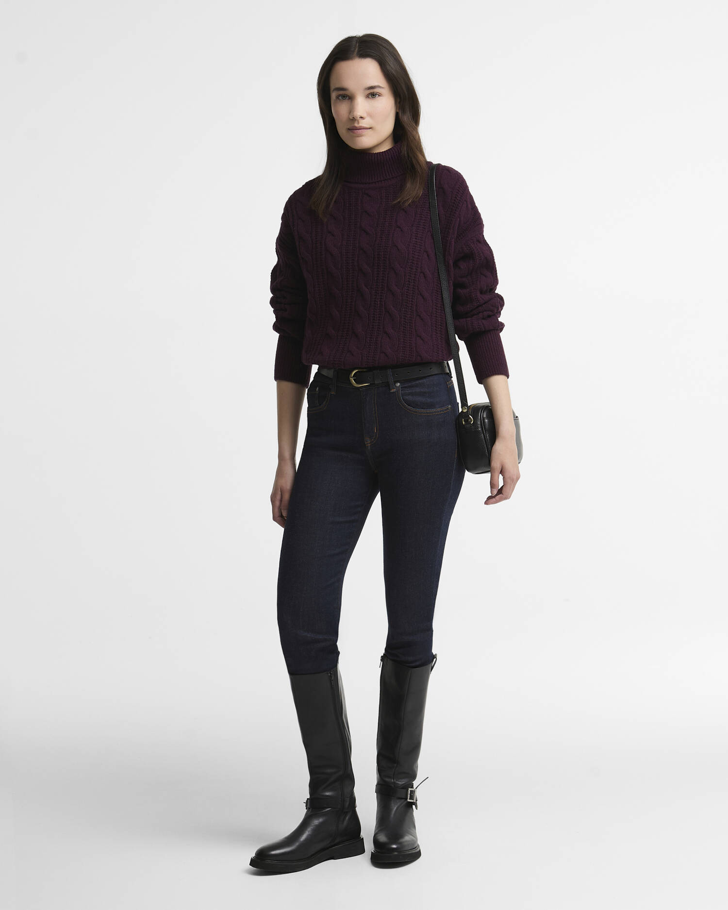 Agatha Wool Cable Knit Rollneck Jumper Fig image number 1