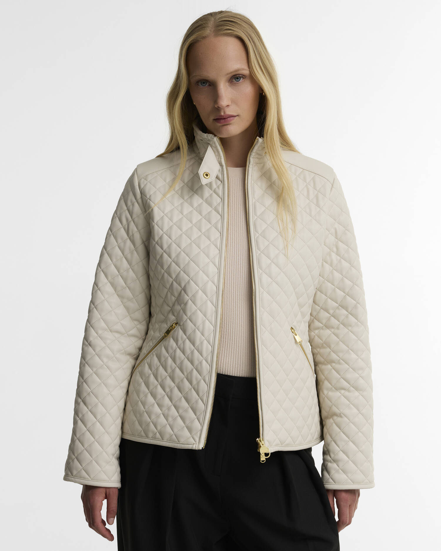Binetto Faux-Leather Quilted Jacket Moonbeam image number 0