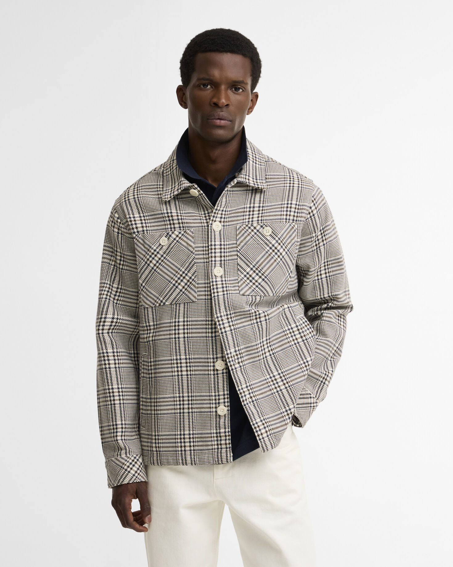 Alderney Houndstooth Overshirt Whisper White