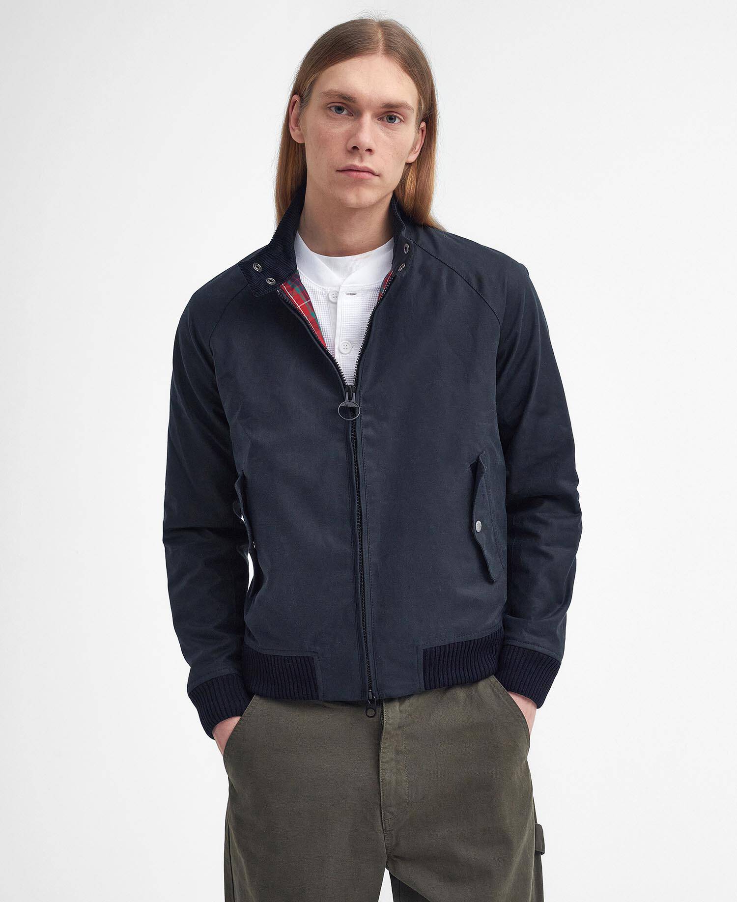 Barbour x Baracuta Porton Waxed Harrington Jacket Navy image number 0