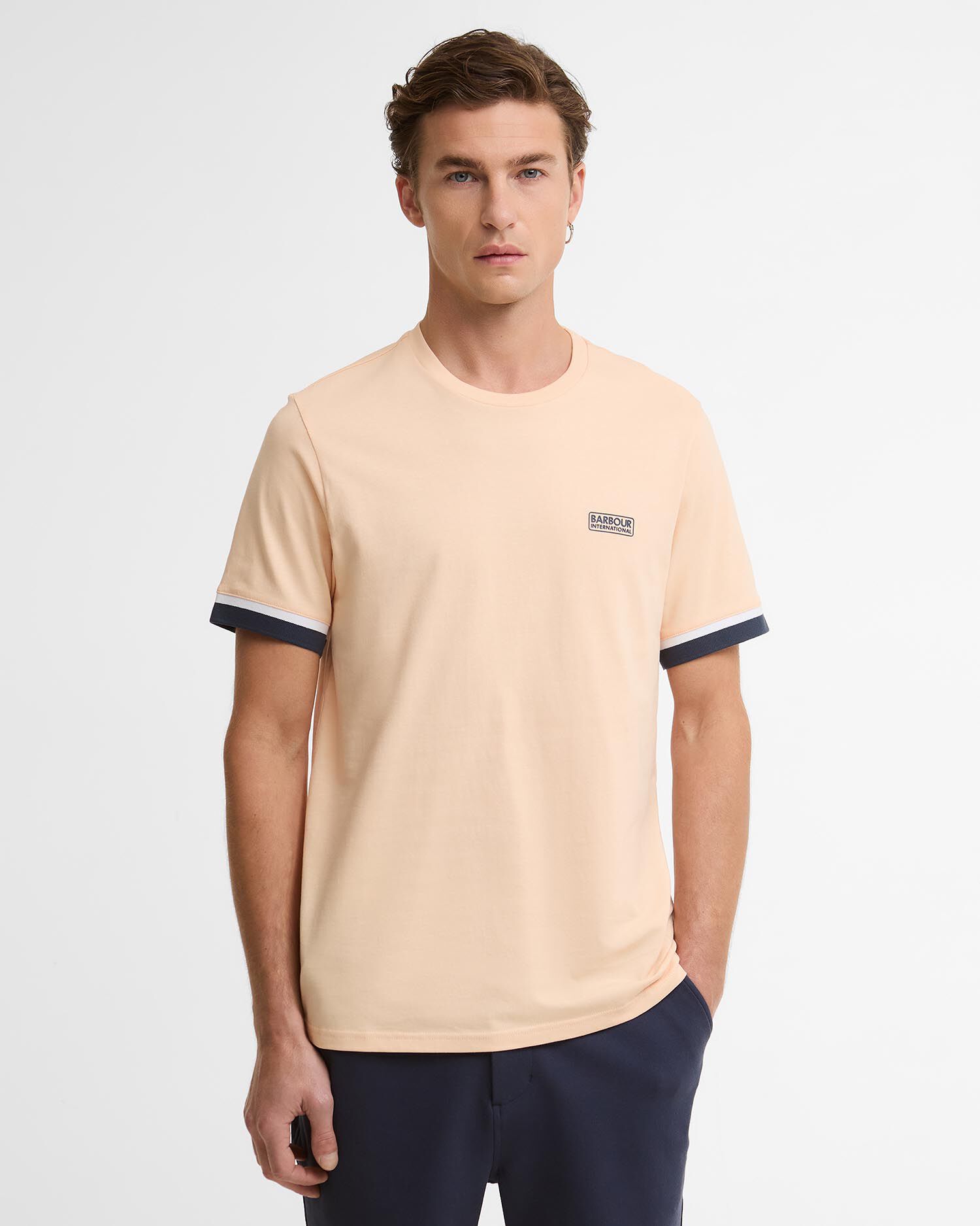 Deep Cuff Evan Tipped T-Shirt Bleached Apricot