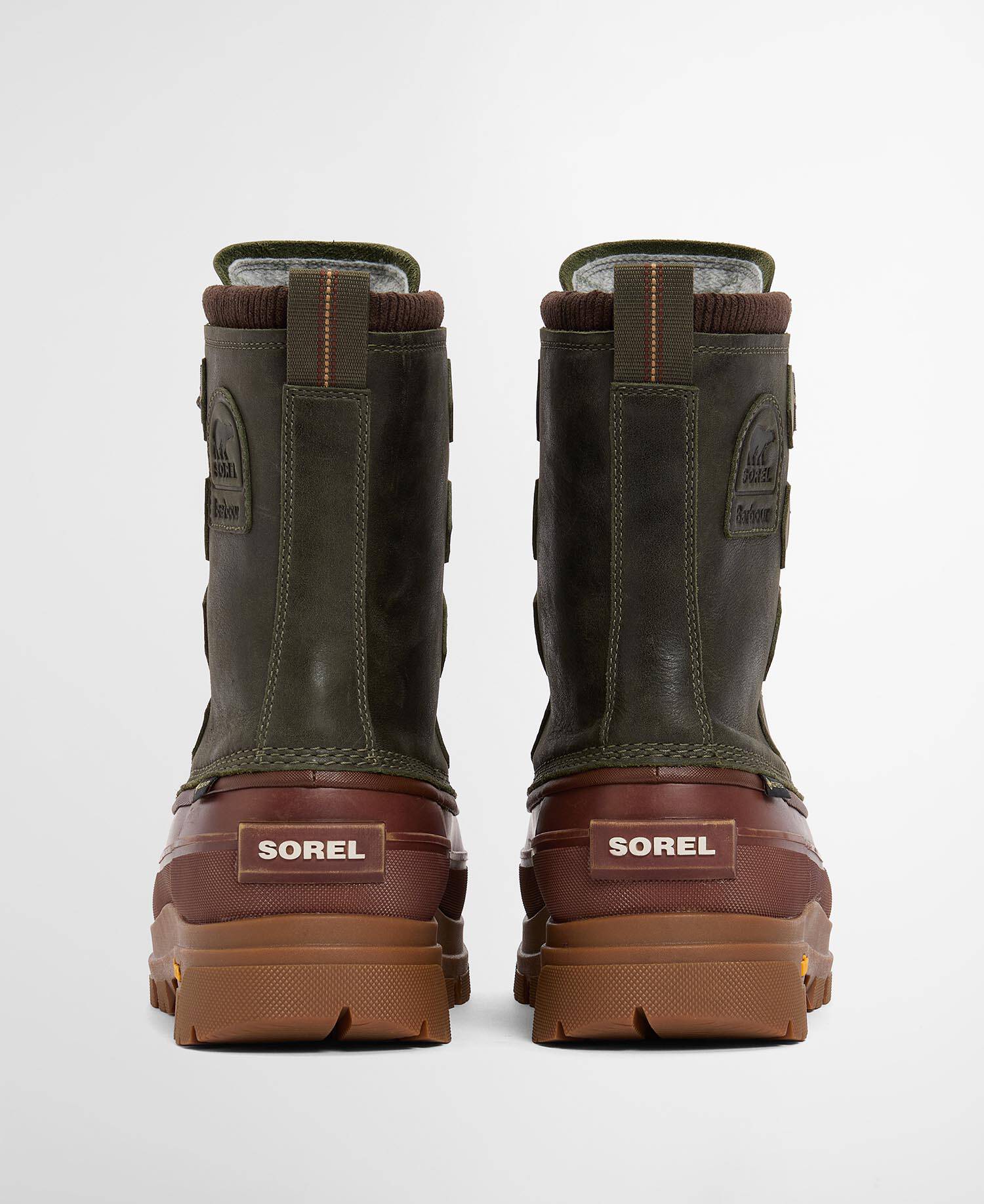 Barbour x SOREL Caribou Horizon GTX Waterproof Boots Olive / Dark Brown image number 2