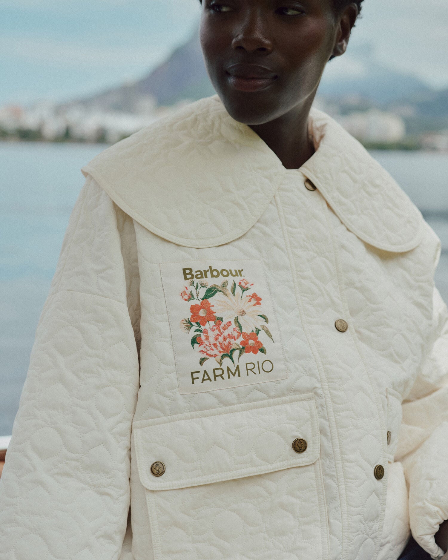 Barbour FARM Rio Lotus Quilted Jacket White Rose