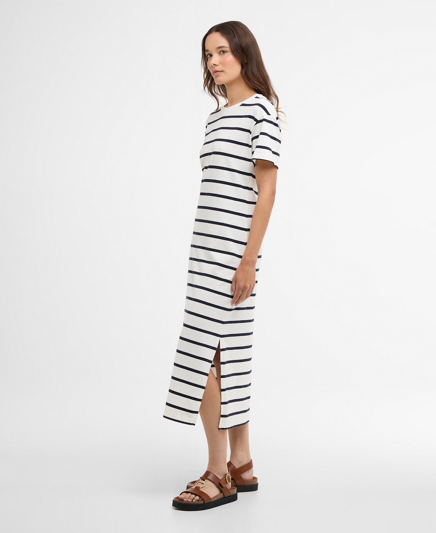 Selena Striped Midi Dress Cloud/Navy Stripe