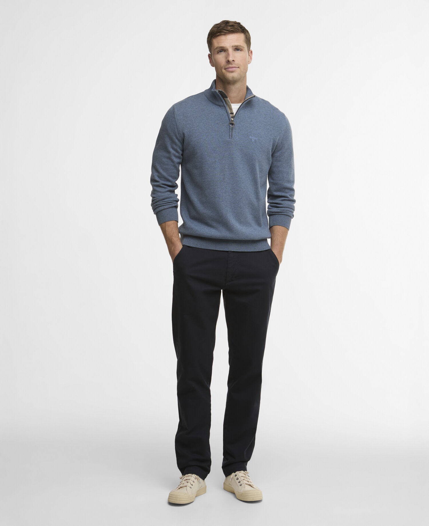 Cotton Quarter-Zip Jumper Dusk Blue