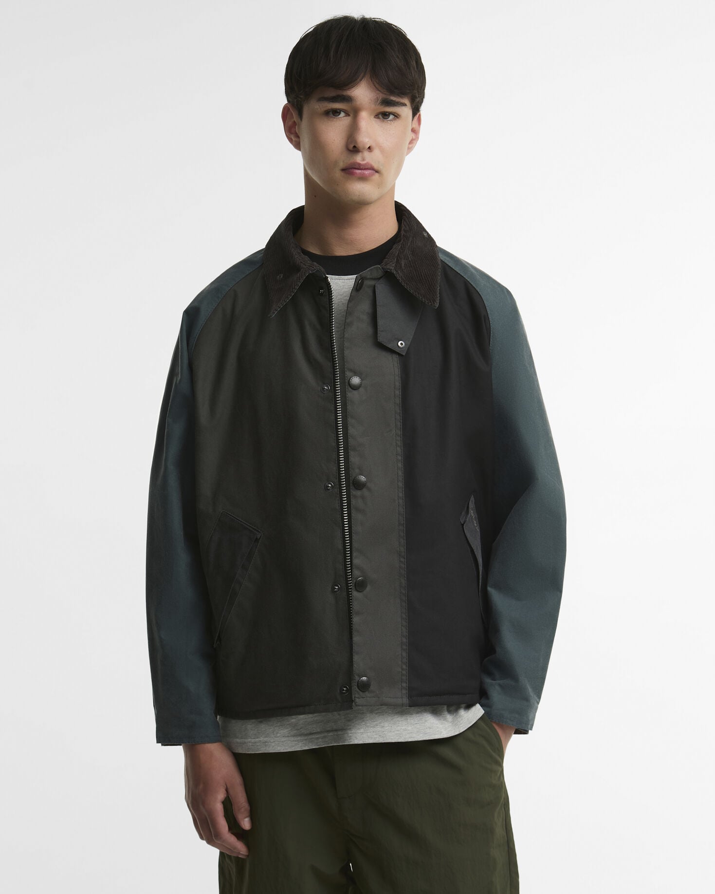 Patchwork Transport Waxed Jacket Black Multi