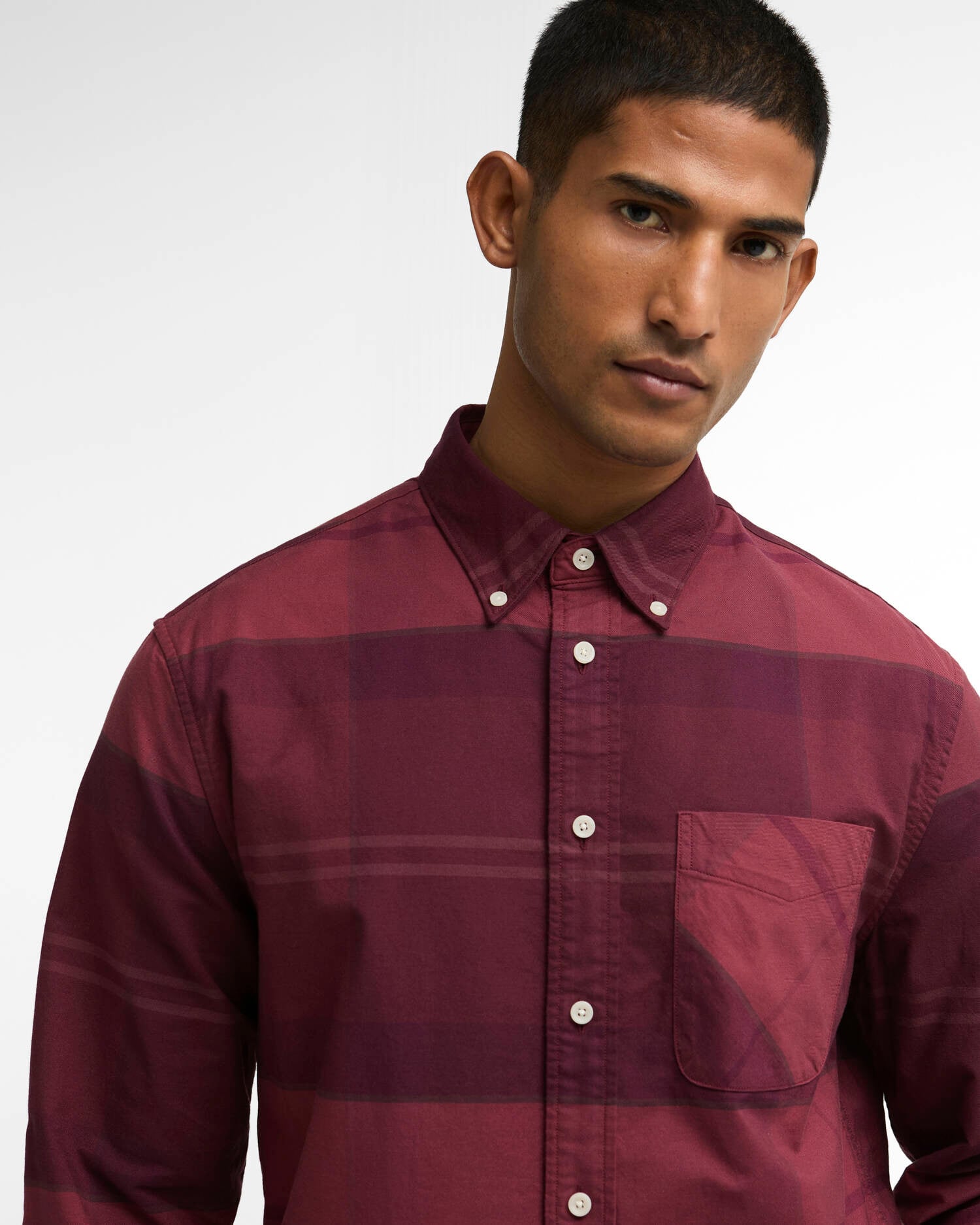 Mineral Tartan Dunoon Authentic-Fit Shirt Crimson Heather image number 3