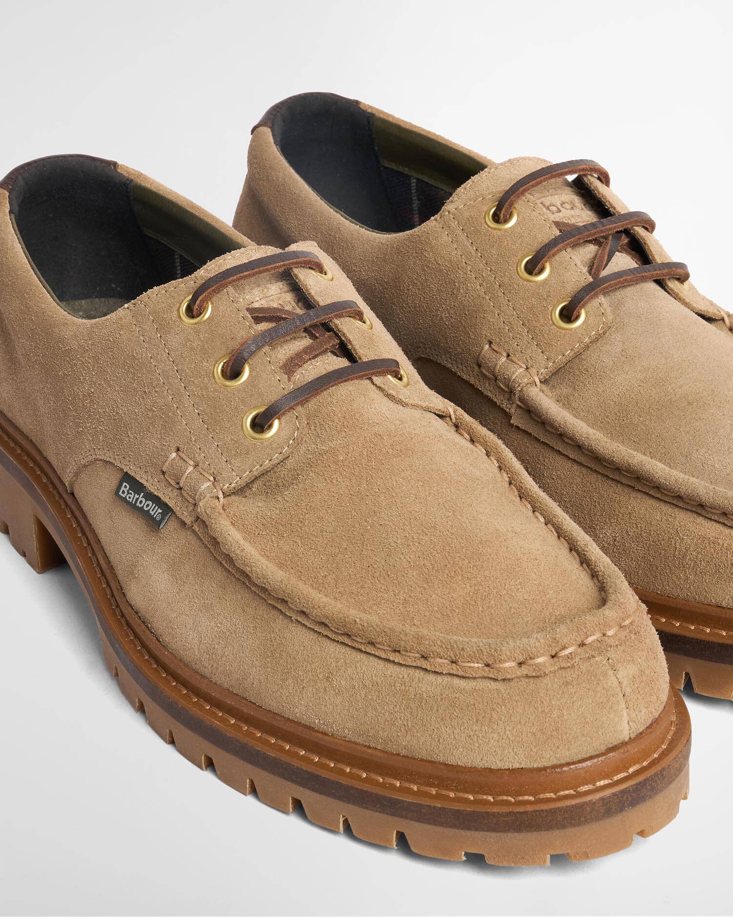 Barbour Derby Schuhe Paxton Apron Leather Taupe Suede image number 3