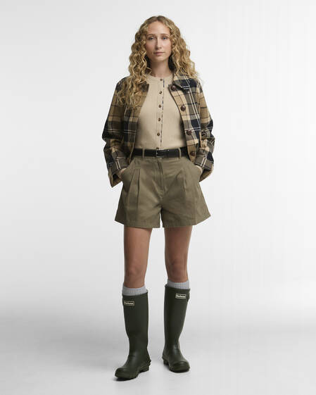 Fern Pleated Shorts Dusky Green