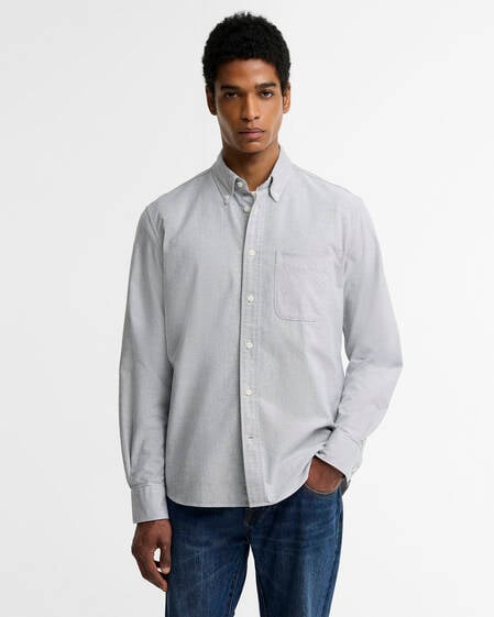 Striped Authentic-Fit Long-Sleeved Shirt Forest