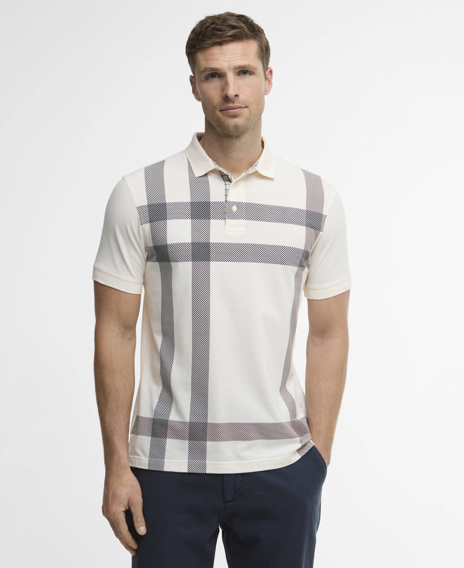 Blaine Tartan Short-Sleeved Polo Shirt Whisper White image number 0