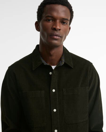 Camicia a coste sottili con maniche lunghe e taglio classico Sage