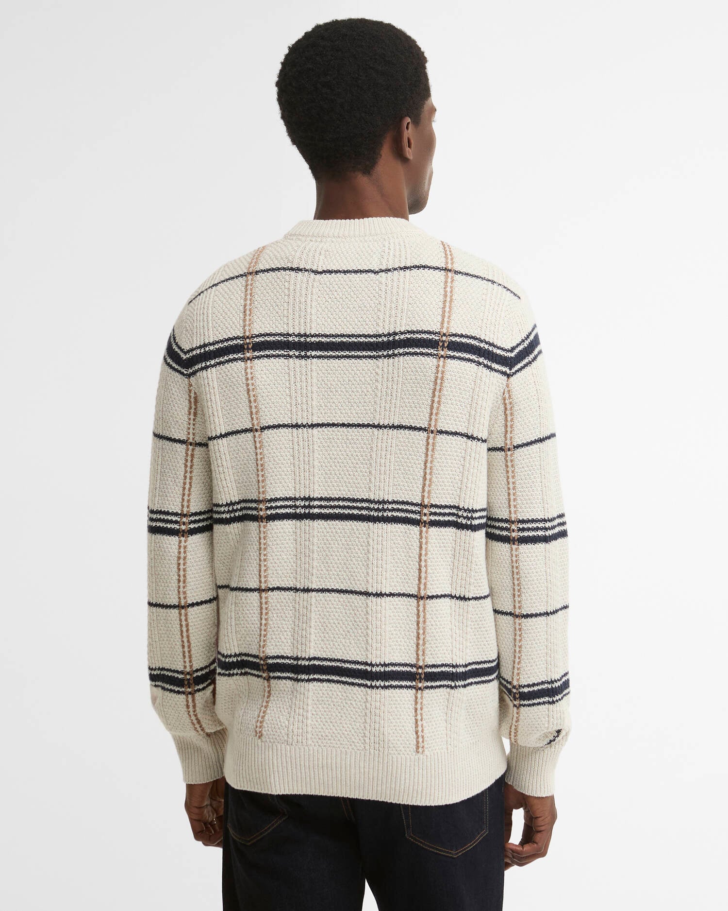 Fasey Cable-Knit Tartan Jumper Whisper White image number 2