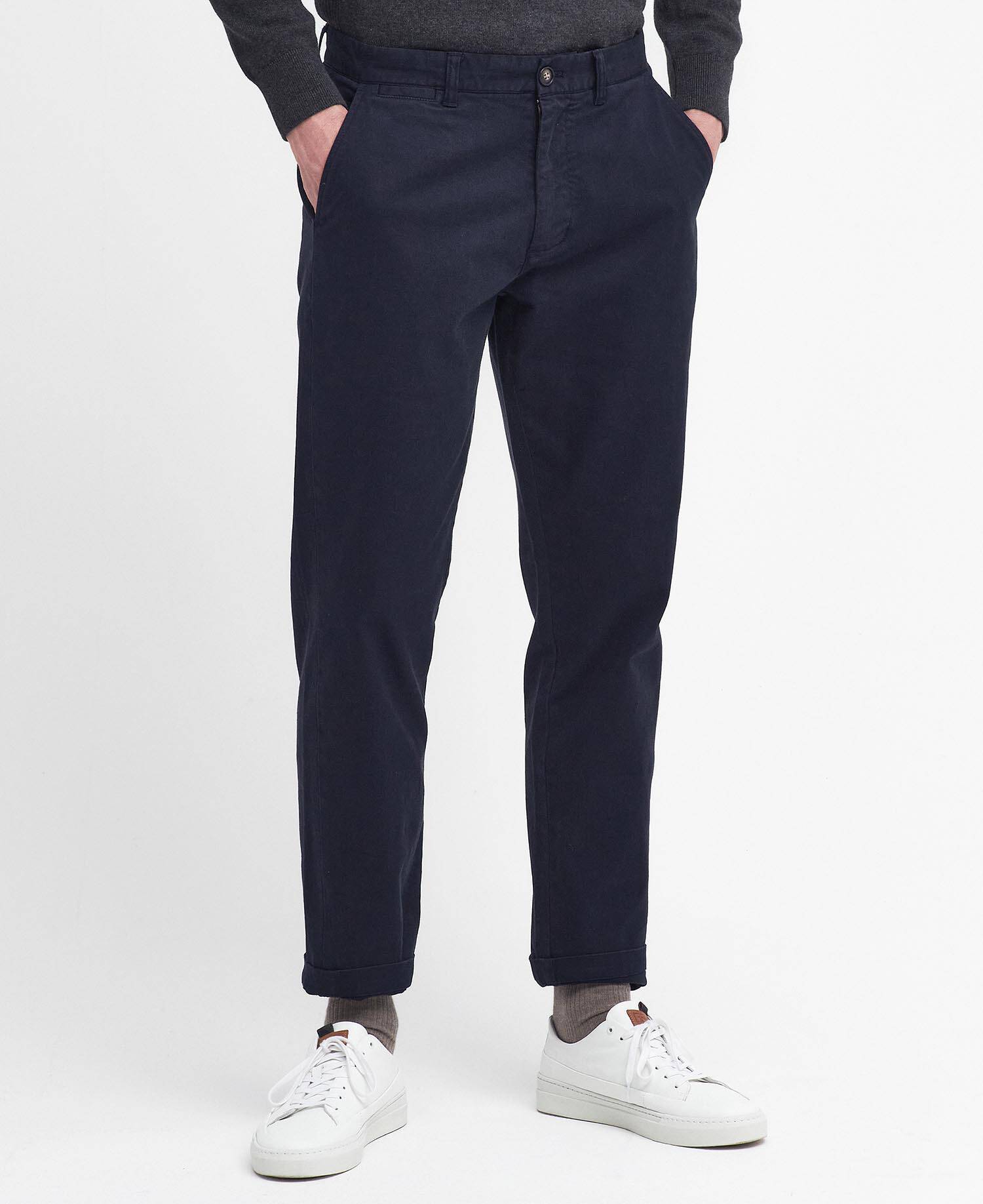 Washed Stretch Tailored Trousers Dark Navy image number 1