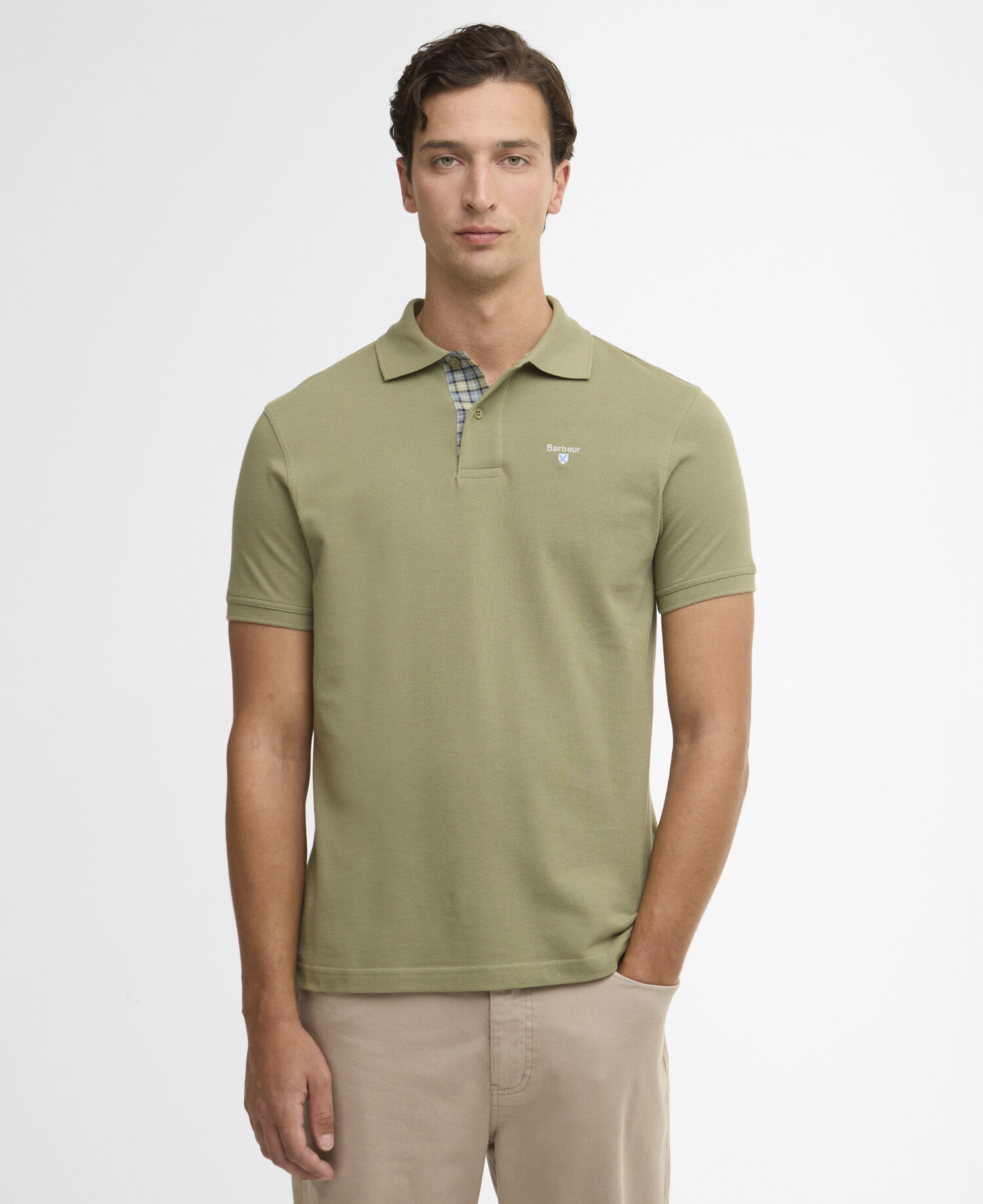 Tartan Pique Polo Shirt Laurel Green