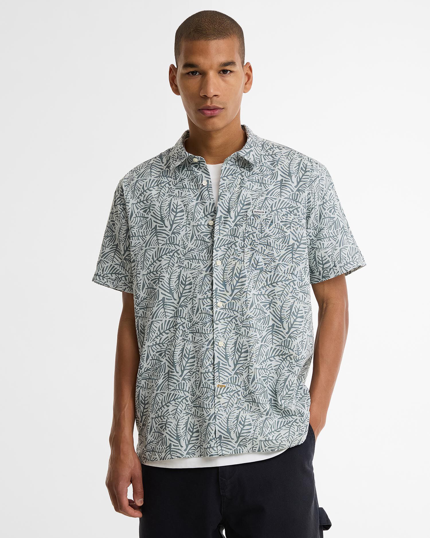 Camicia Dearham a maniche corte con stampa Dusty Slate