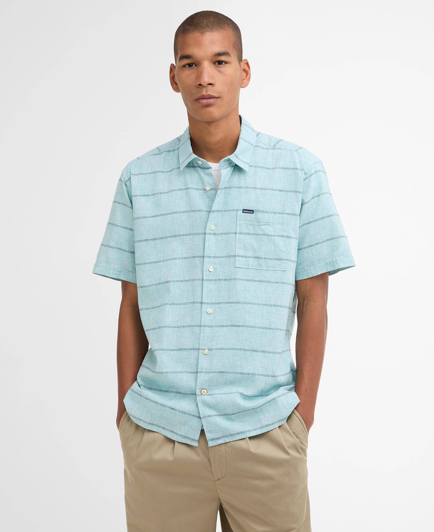 Faverdale Striped Short-Sleeved Shirt Light Teal image number 0