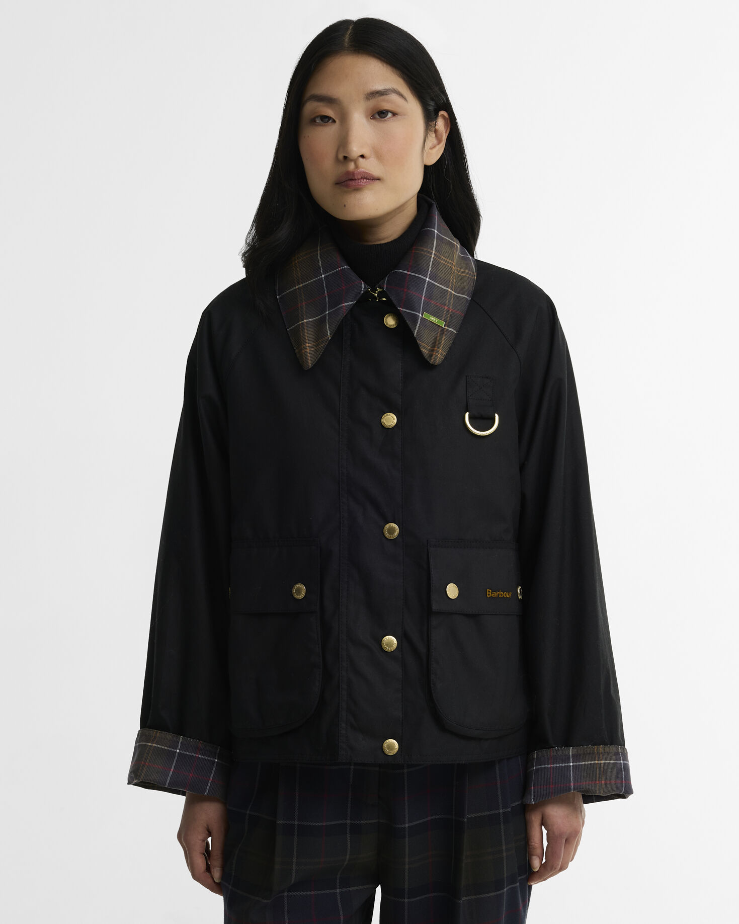 Icons Tartan Collar Spey Waxed Jacket Black/Classic