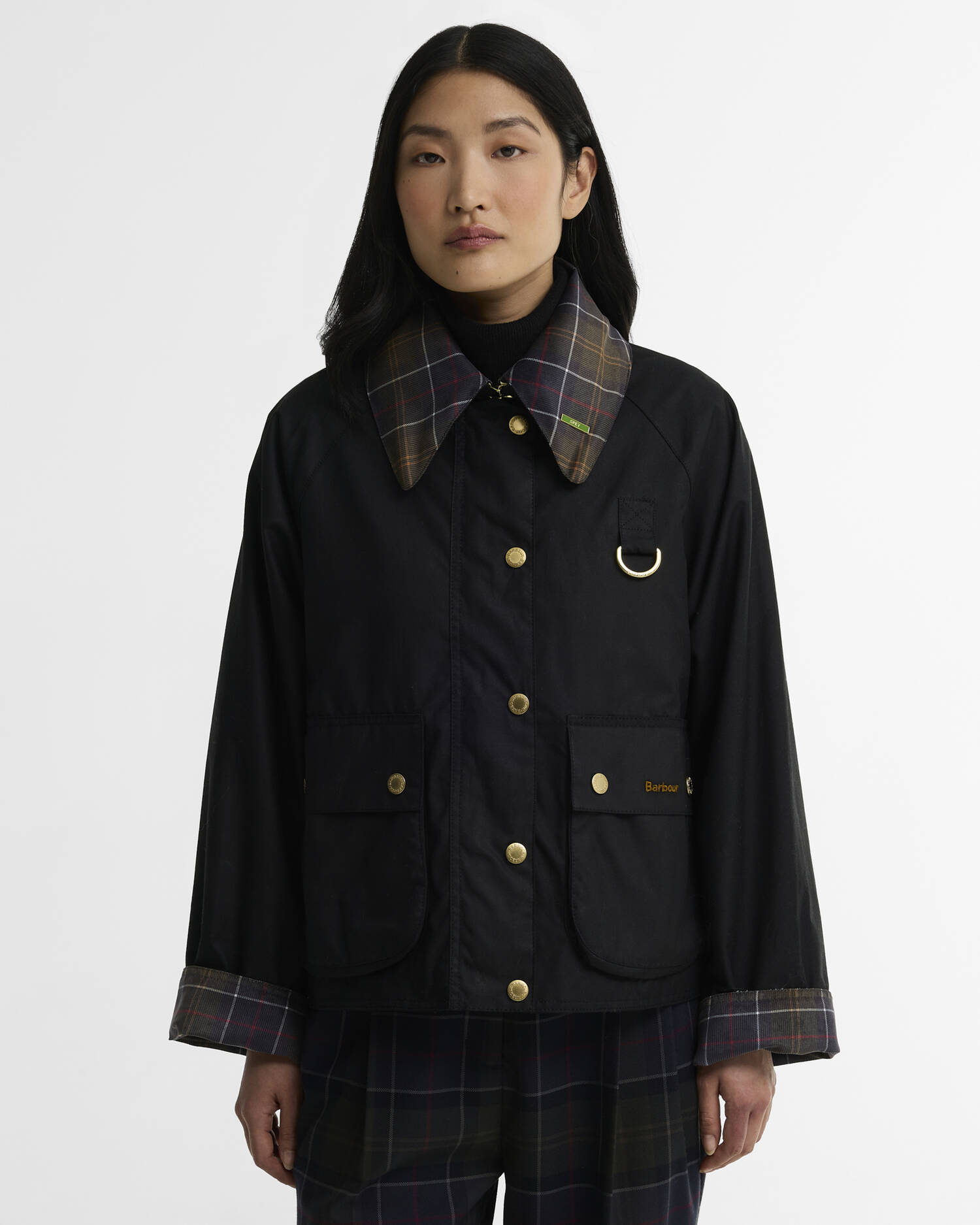 Icons Tartan Collar Spey Waxed Jacket Black/Classic image number 0