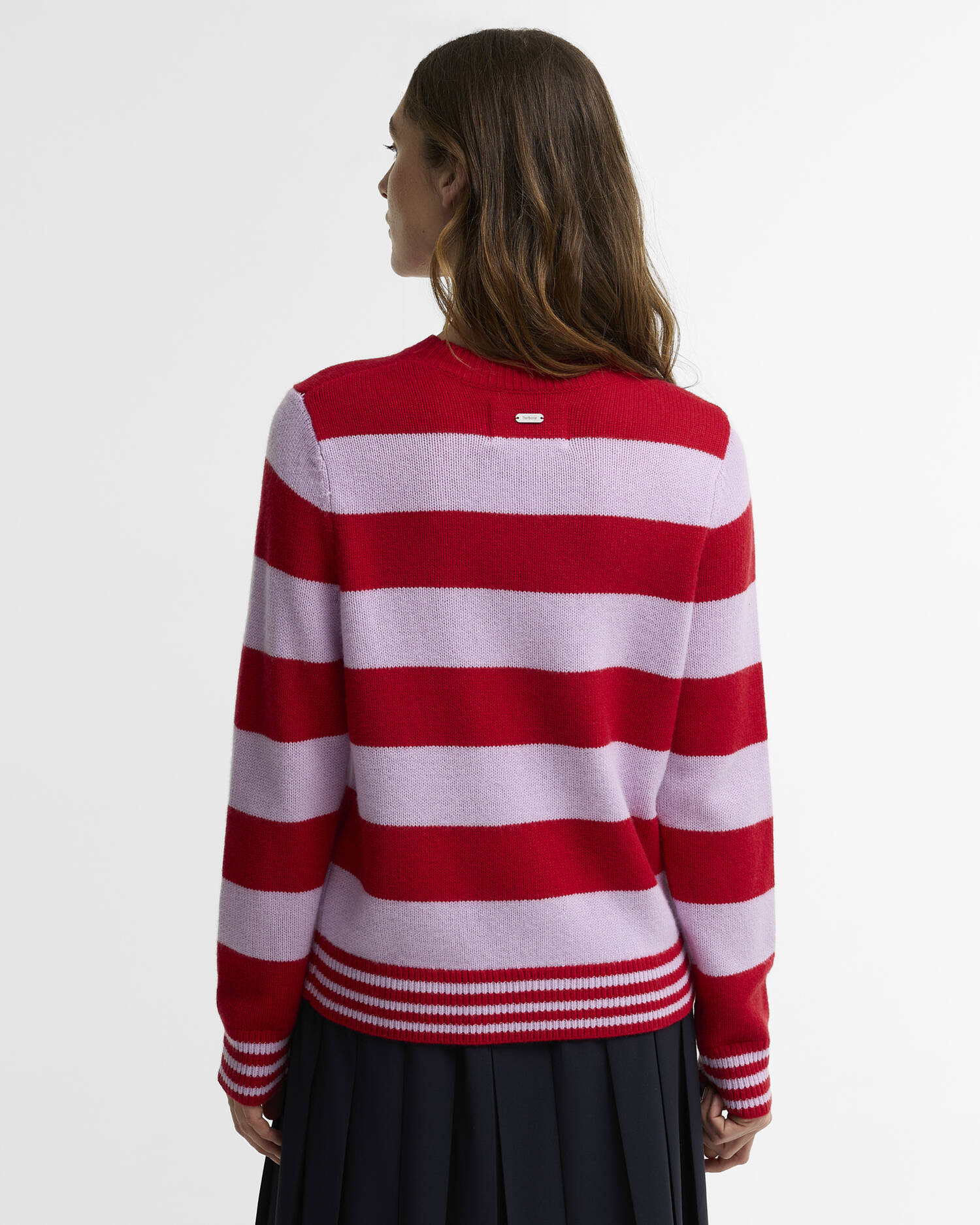 Woodhouse Striped Cashmere-Blend Crew Neck Jumper Crimson Multi image number 2