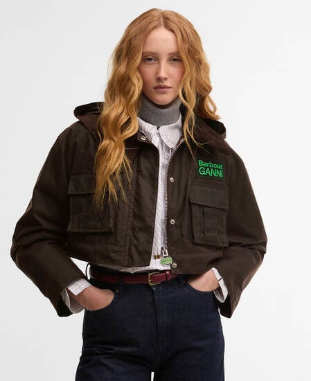 Barbour x GANNI Peplum Waxed Jacket Rustic/Classic Tartan