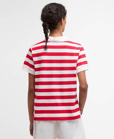 Ashbourne Striped Polo Shirt Poppy Red Stripe