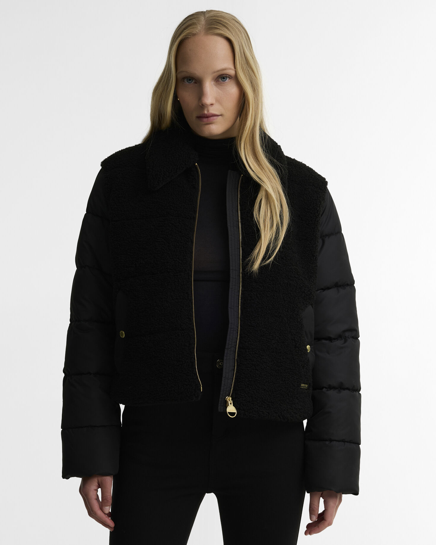 Luna Fleece Quilted Jacket Black