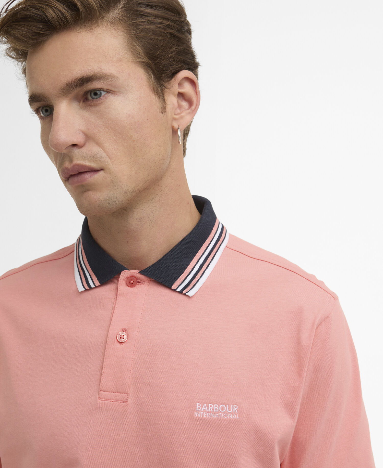 Polo Burnwood con bordature a contrasto Burnt Coral
