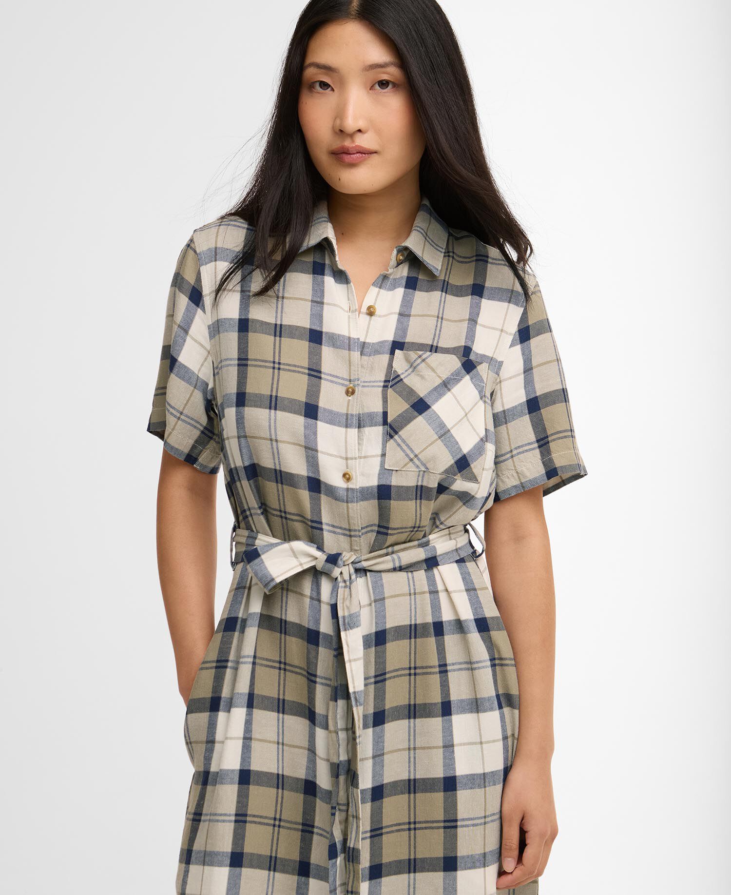 Kleid Fern Tartan Midi Dress Navy Tartan