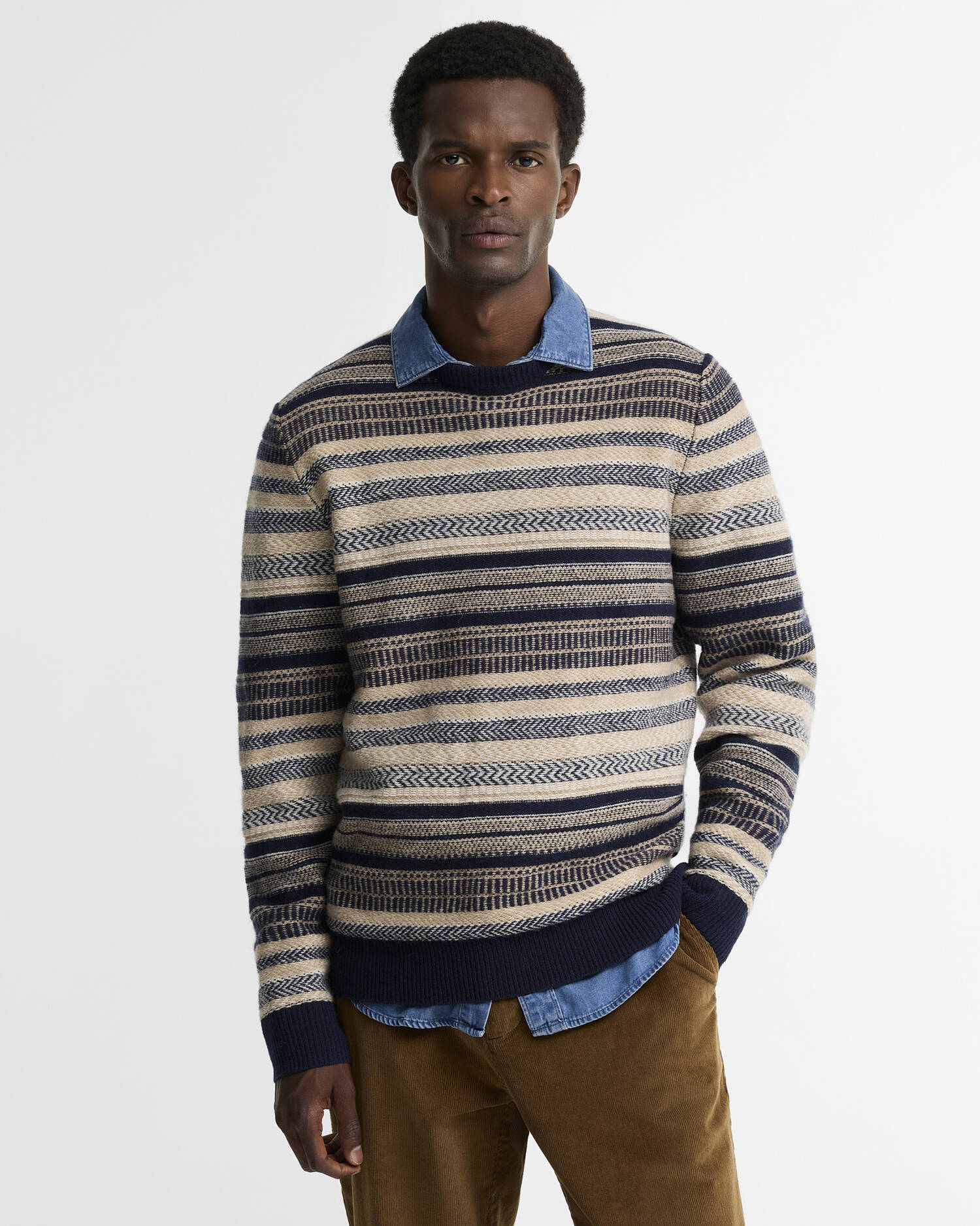 Barbour Pullover Highsted Fair Isle Rundhalsausschnitt Navy image number 0