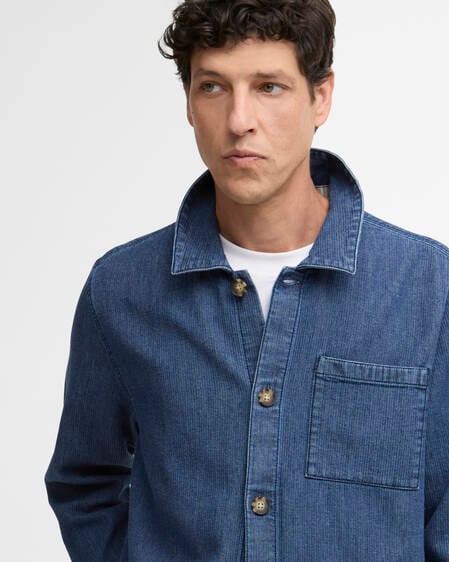 Aickmen Textured Denim Overshirt Indigo