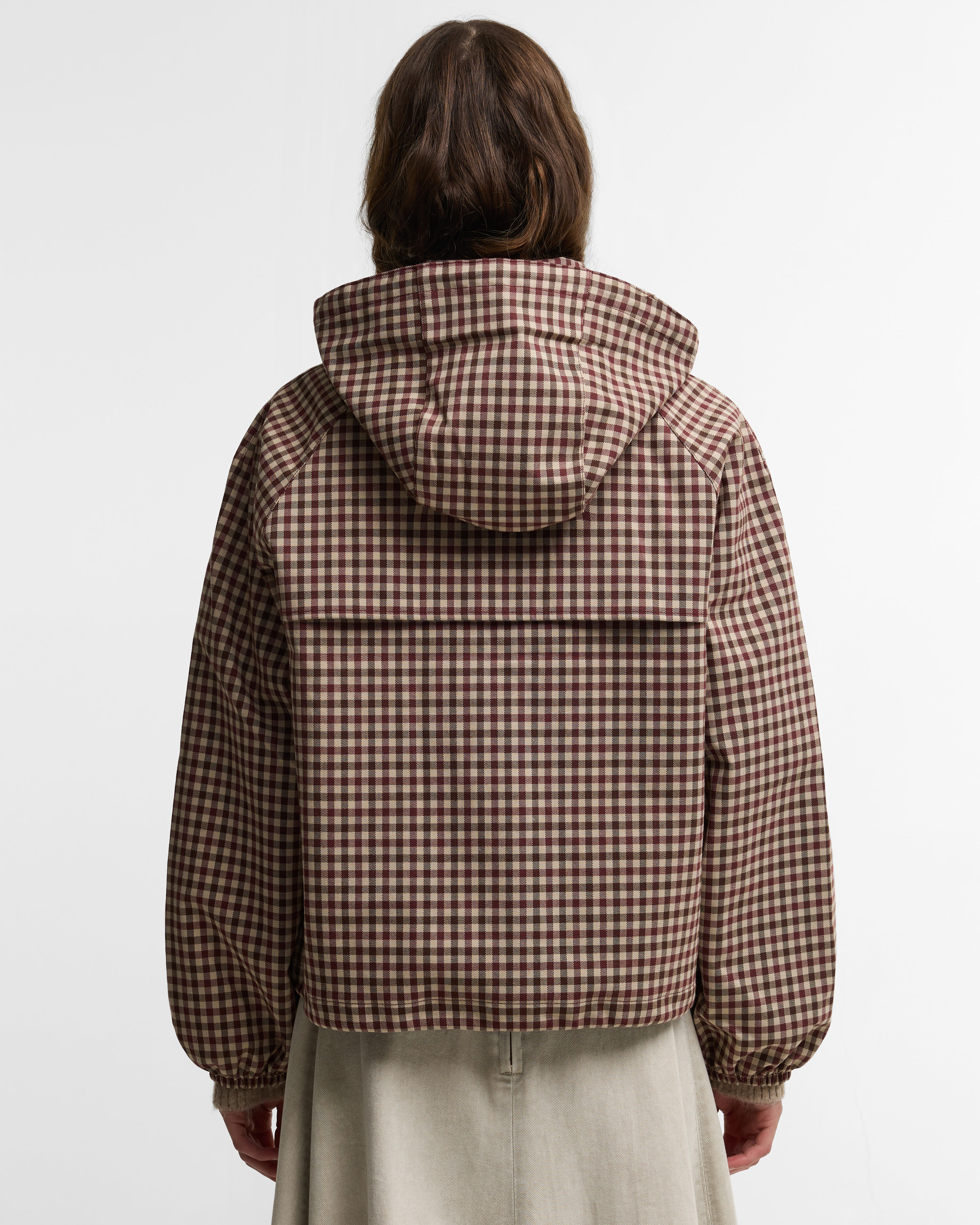 Audrey Showerproof Jacket Cranberry/Brown Gingham