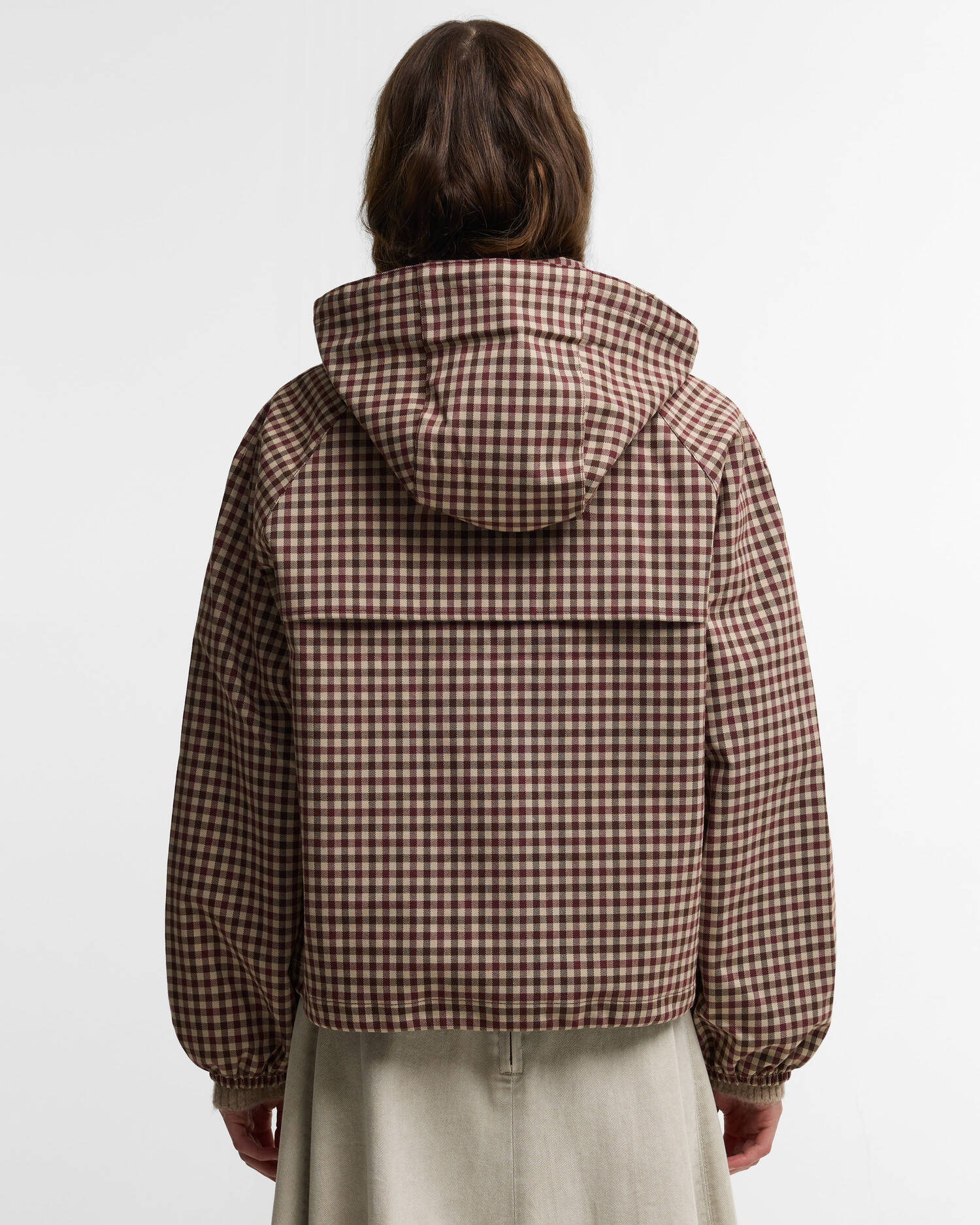 Audrey Showerproof Jacket Cranberry/Brown Gingham image number 2