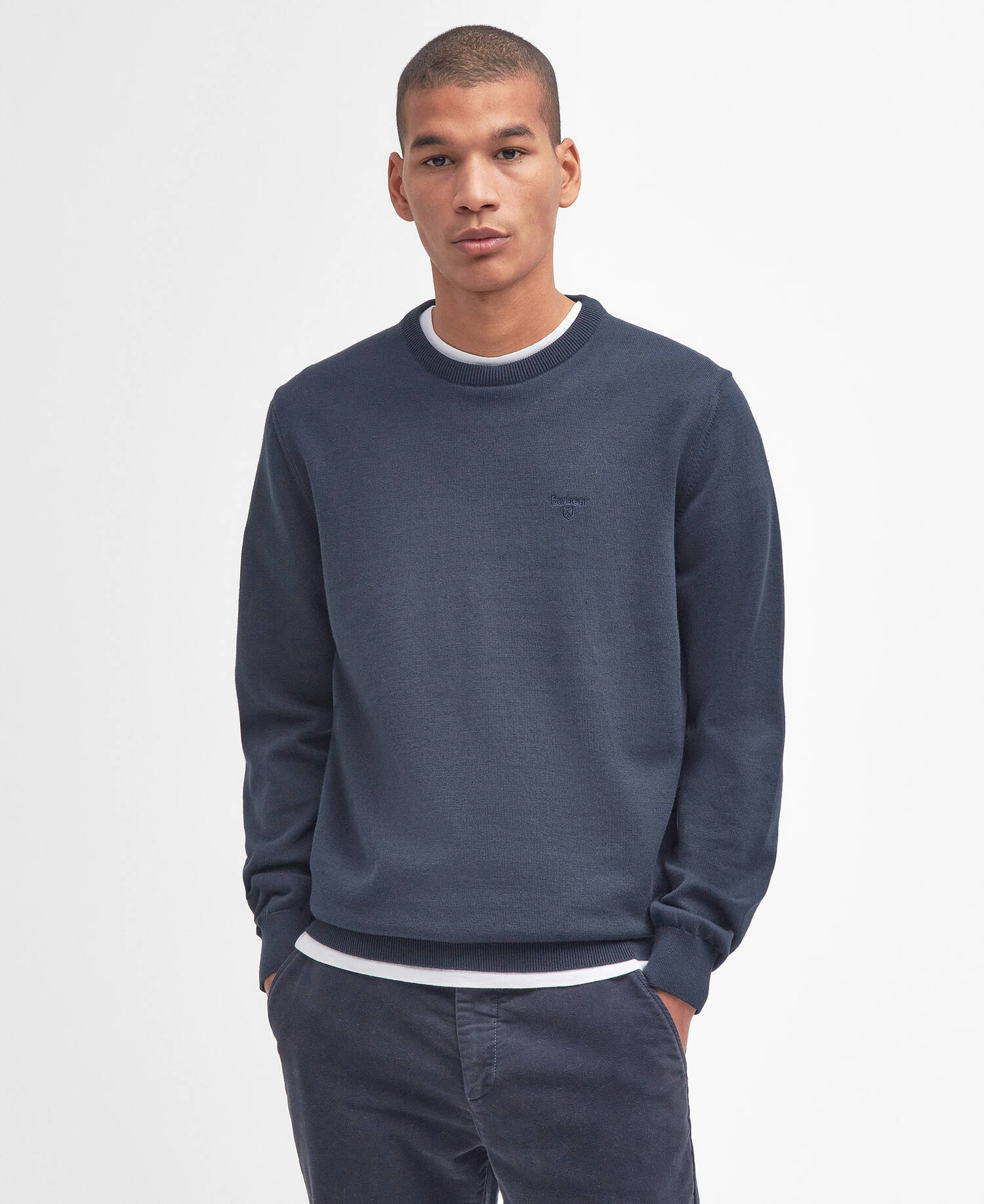 Pima Cotton Crew Neck Jumper Classic Navy image number 0