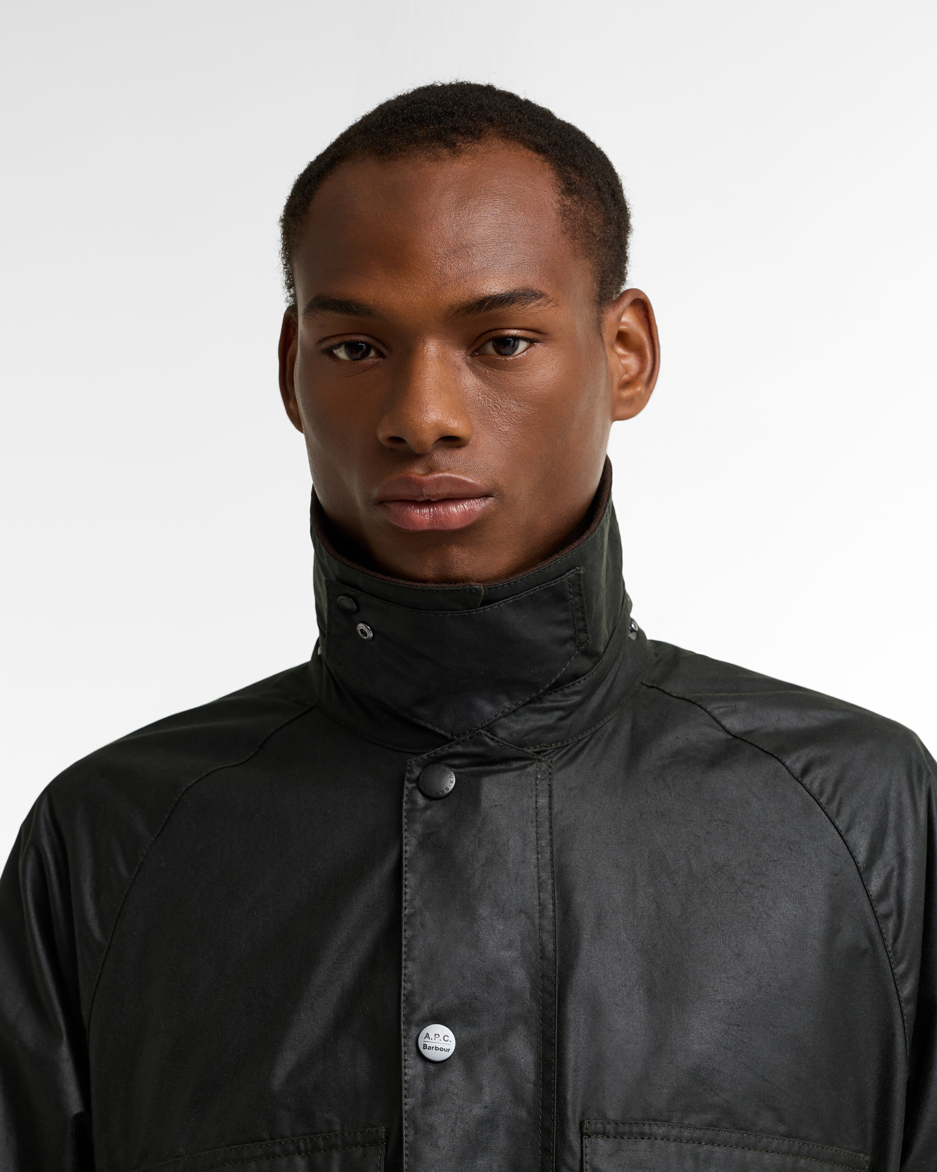 Barbour x A.P.C. Sugarlump Bedale Long Waxed Jacket Dark Sage