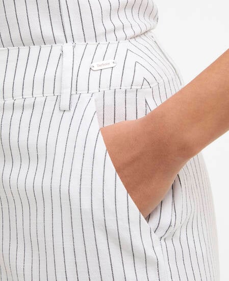 Sloane Striped Straight-Leg Trousers White/Dark Navy Stripe