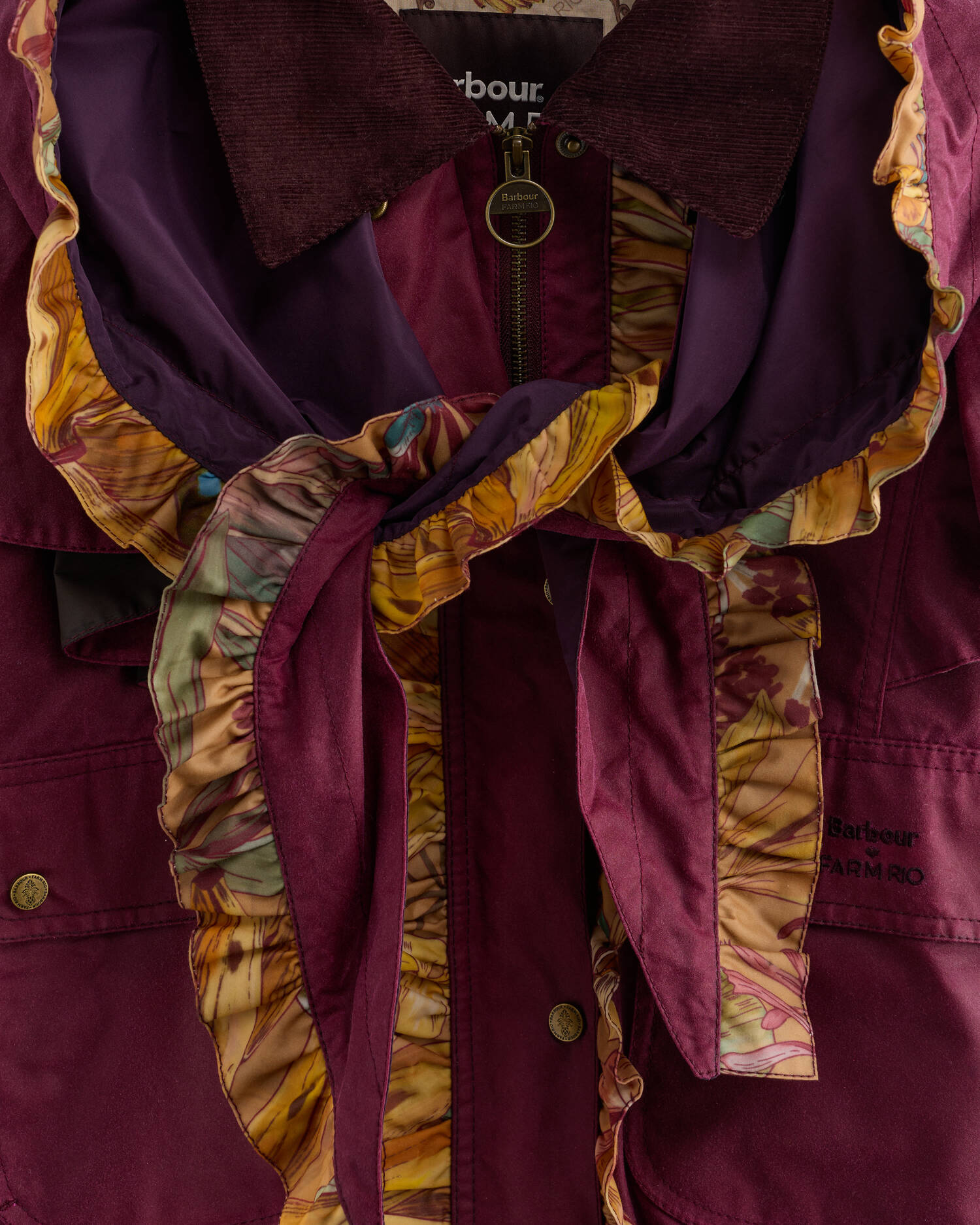 Giacca cerata Serra Barbour FARM Rio Wine/Banana Groove image number 7