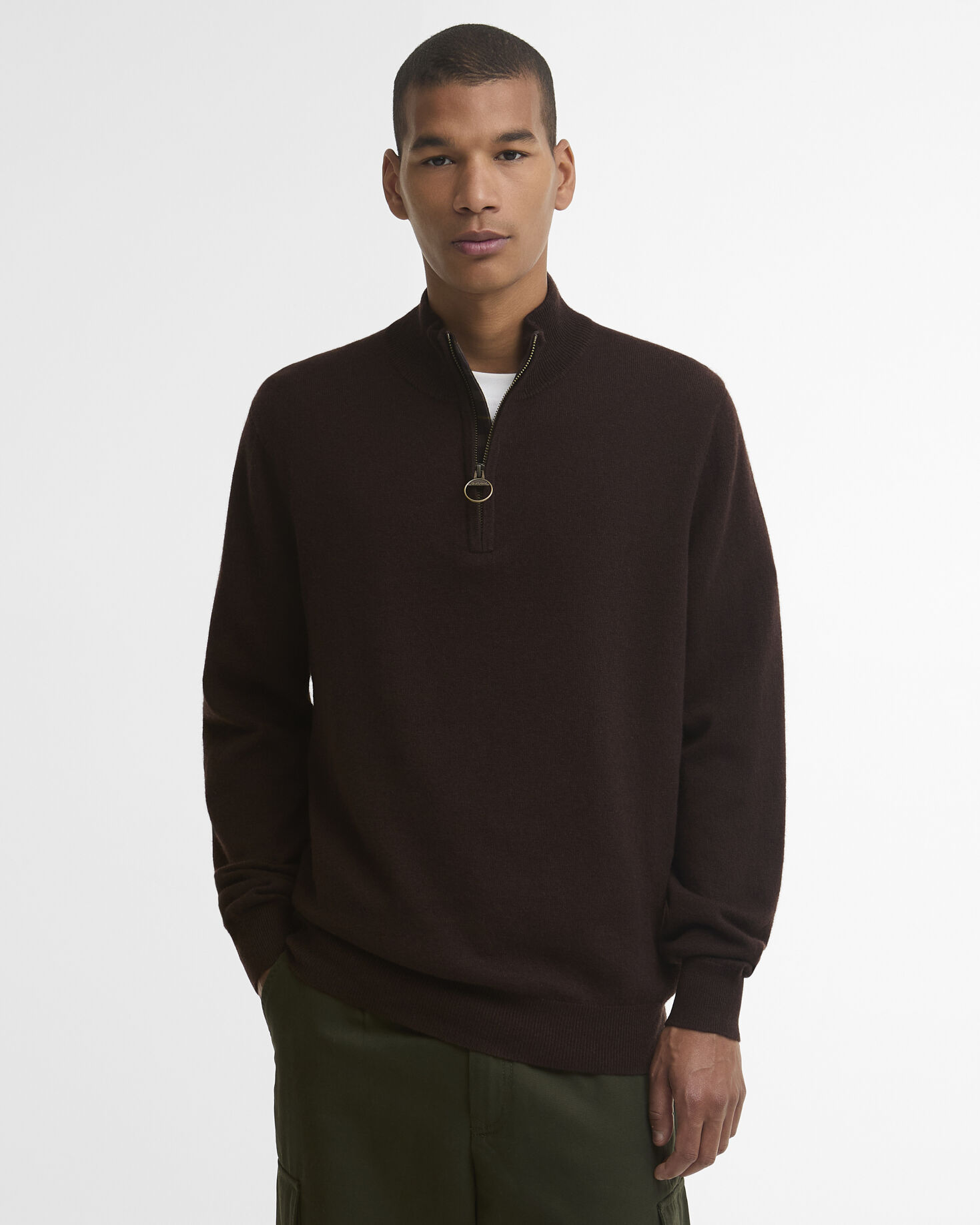 Ronson Wool-Cashmere Half-Zip Jumper Peat
