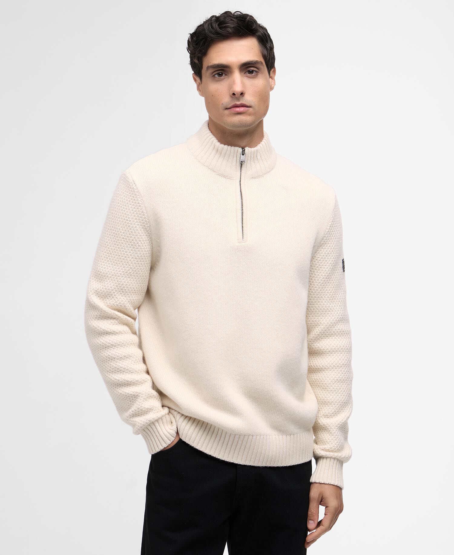 Maglione con collo a imbuto Enfield Whisper White