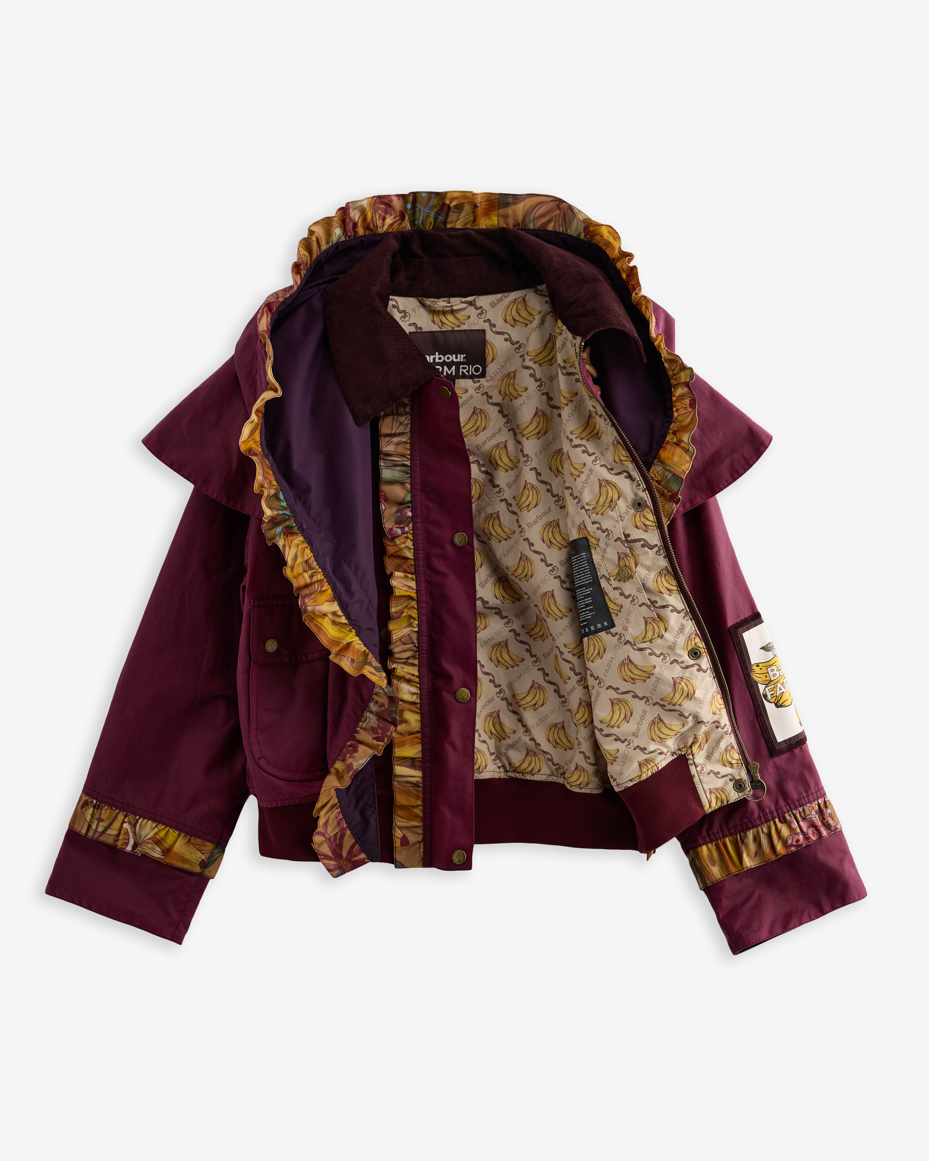 Barbour FARM Rio Serra Waxed Jacket Wine/Banana Groove