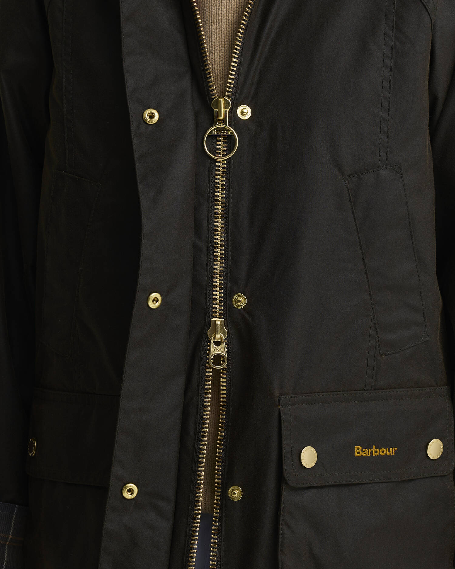 Giacca cerata Modern Beadnell con colletto in tartan Icons Olive/Classic image number 3