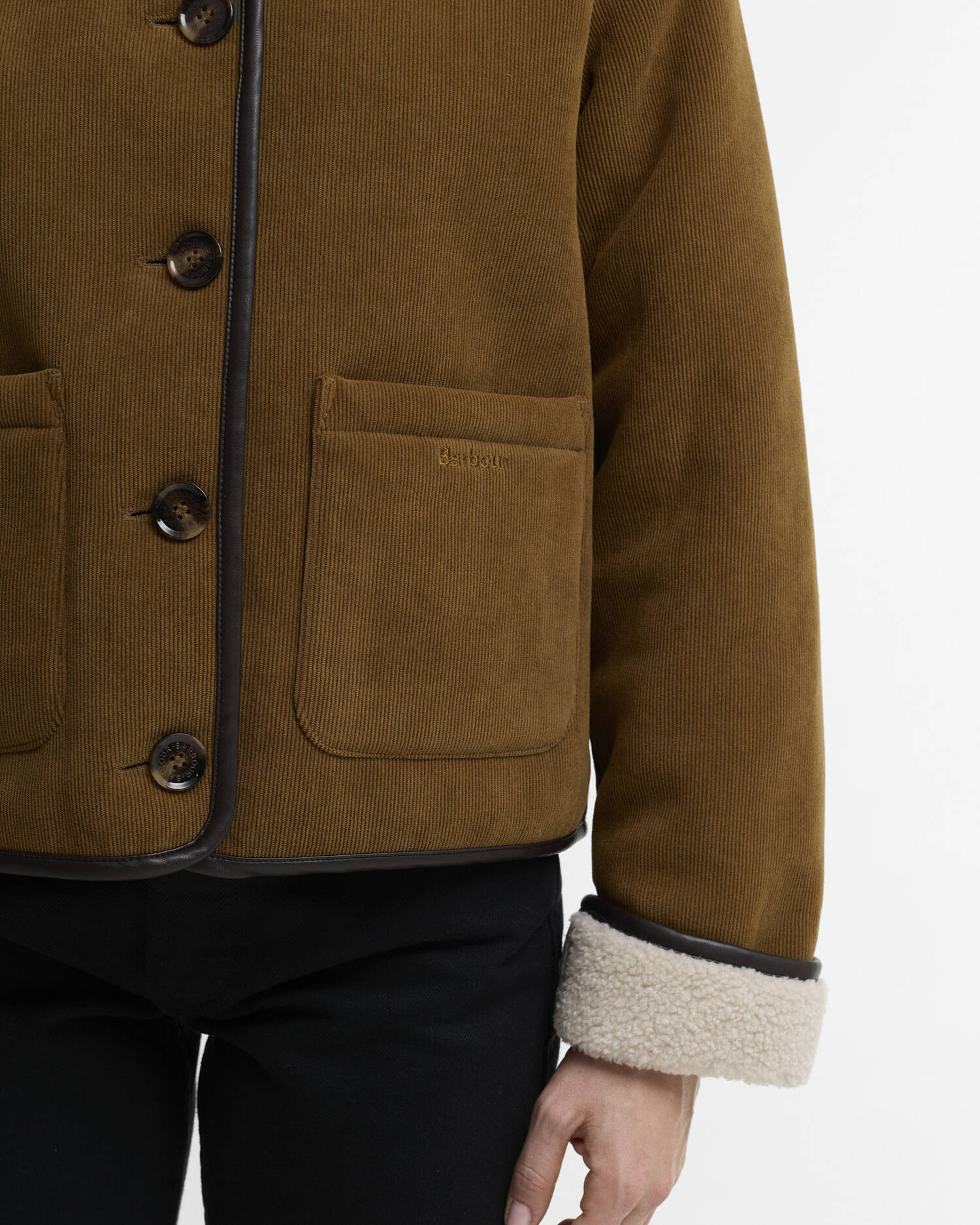 Barbour Cordjacke Penny Fleece Tan/Ecru image number 4