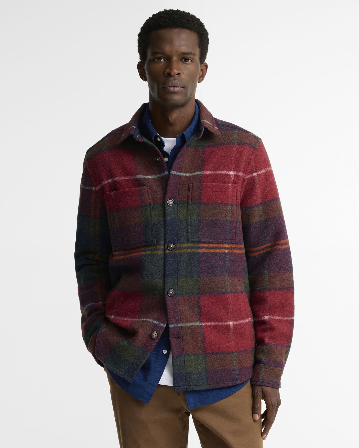 Woodlane Brushed Check Overshirt Winterberry Tartan