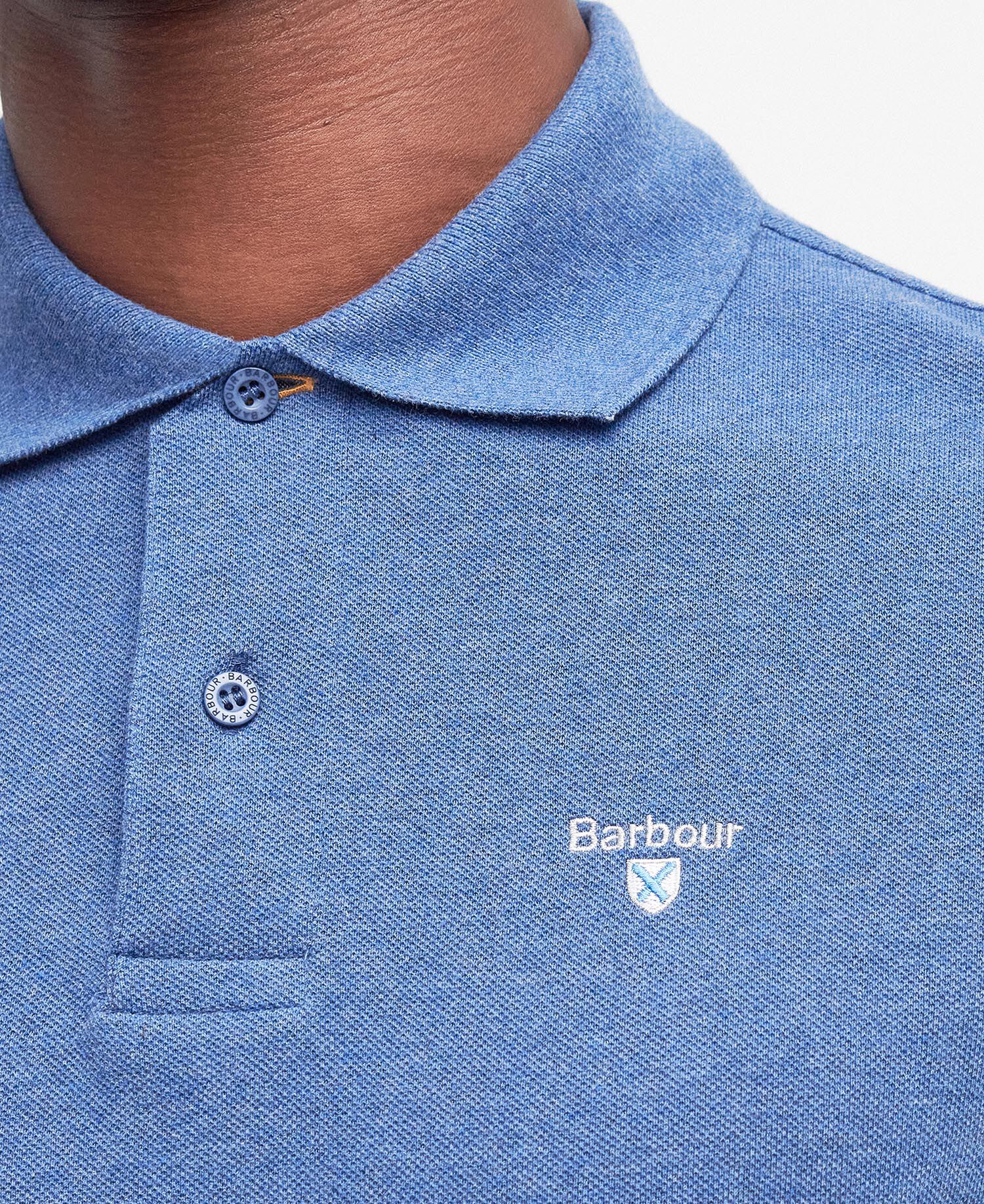 Tartan Pique Polo Shirt Dark Chambray Marl