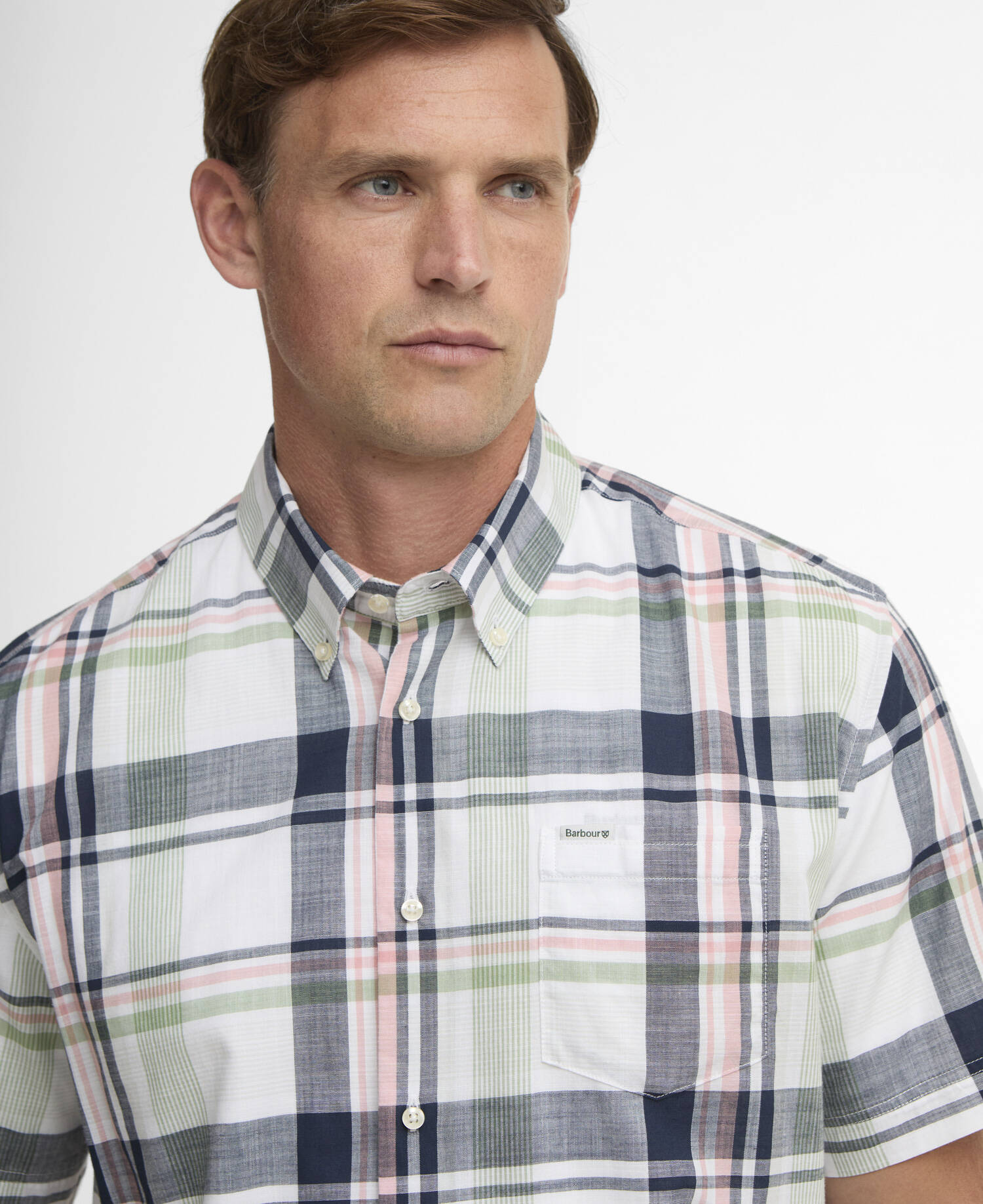 Swinfell Checked Regular Short-Sleeved Shirt Loden Green image number 3