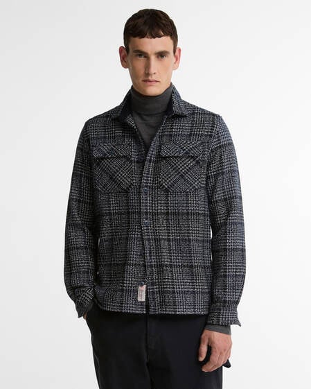 Barbour Hemd Millom Houndstooth Relaxed Fit Grey Marl