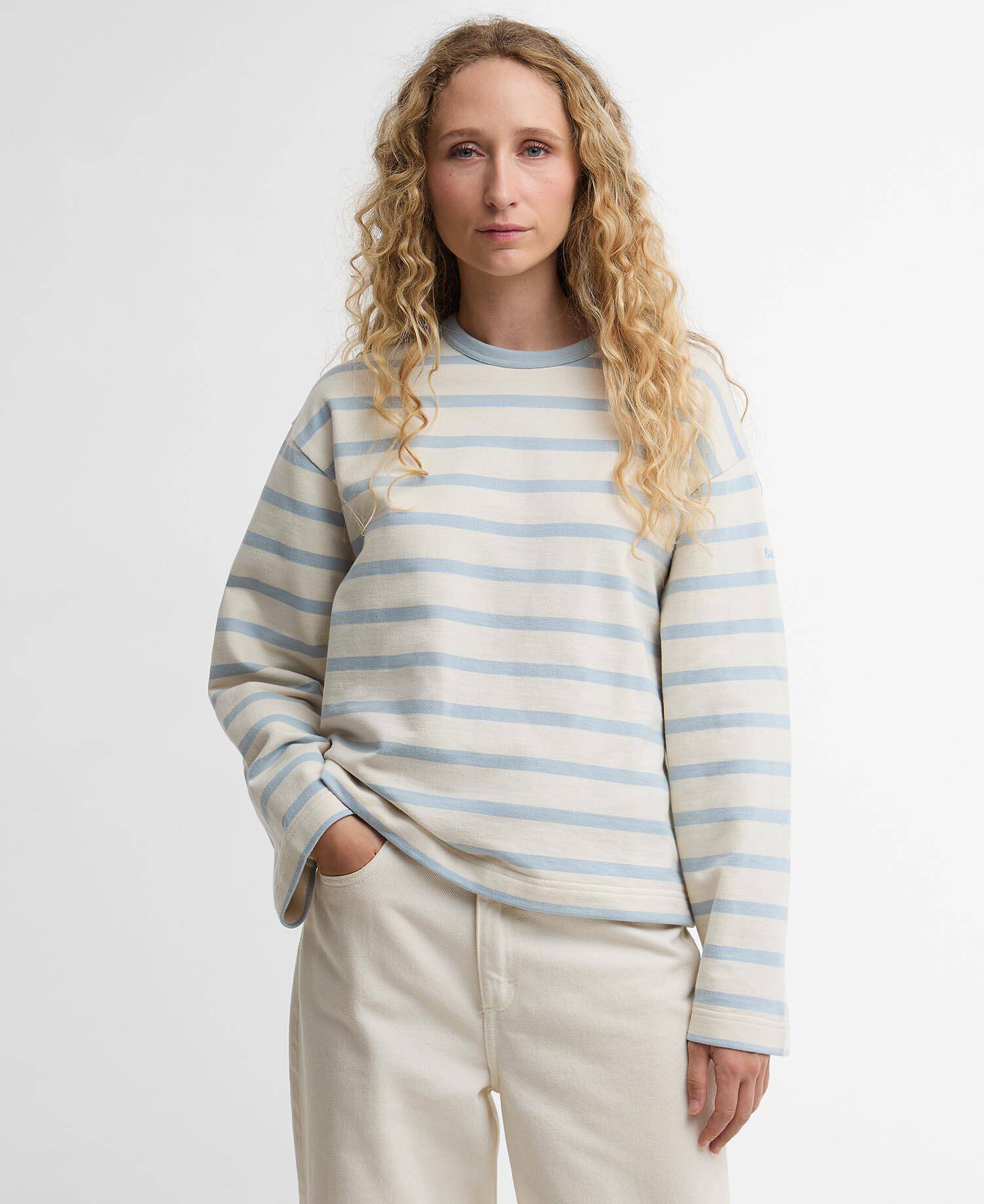 Sweatshirt Fawley Striped Original Ecru/Celestial Blue Stripe image number 0